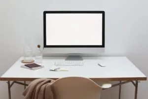 Free Stylish workspace with computer and simple furniture Stock Photo