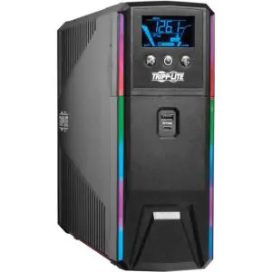 Eaton Tripp Lite Series 1500VA 900W 120V Pure Sine Wave Gaming UPS Battery Backup - LCD, AVR, RGB LEDs, USB Charging, Power Saving