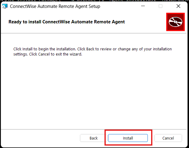 EasyITGuys Agent Installation Guide for Windows 11 11. INSTALL Click install