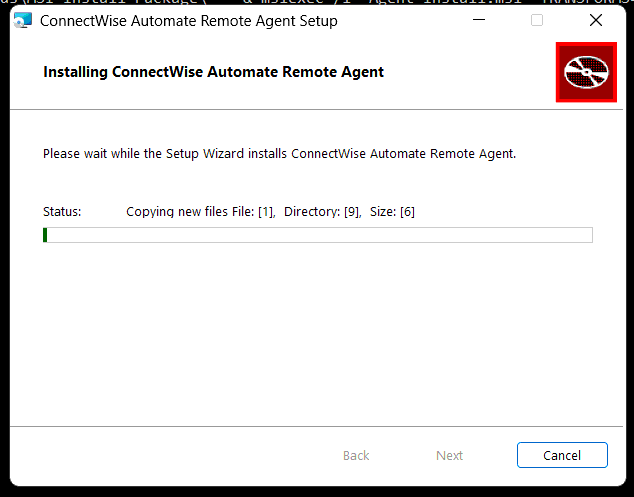 EasyITGuys Agent Installation Guide for Windows 12 12. INSTALL In progress install wait now completes fast