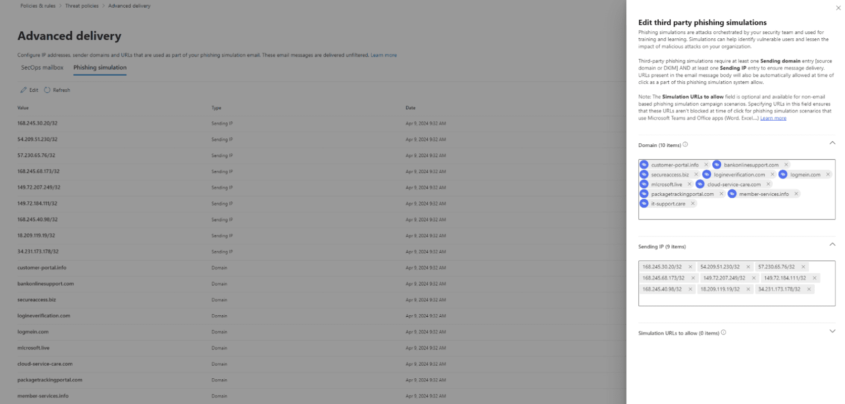 Phishing Simulation Whitelisting