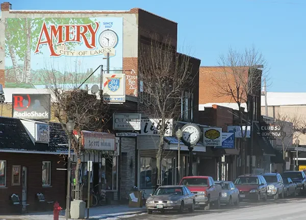 Image of downtown business district in Amery Wisconsin