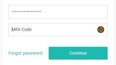 Login screen with MFA code field.